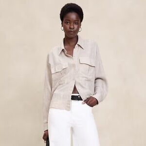 NWT Banana Republic Factory Linen Blend Dolman Sleeve Shirt ~ Medium
